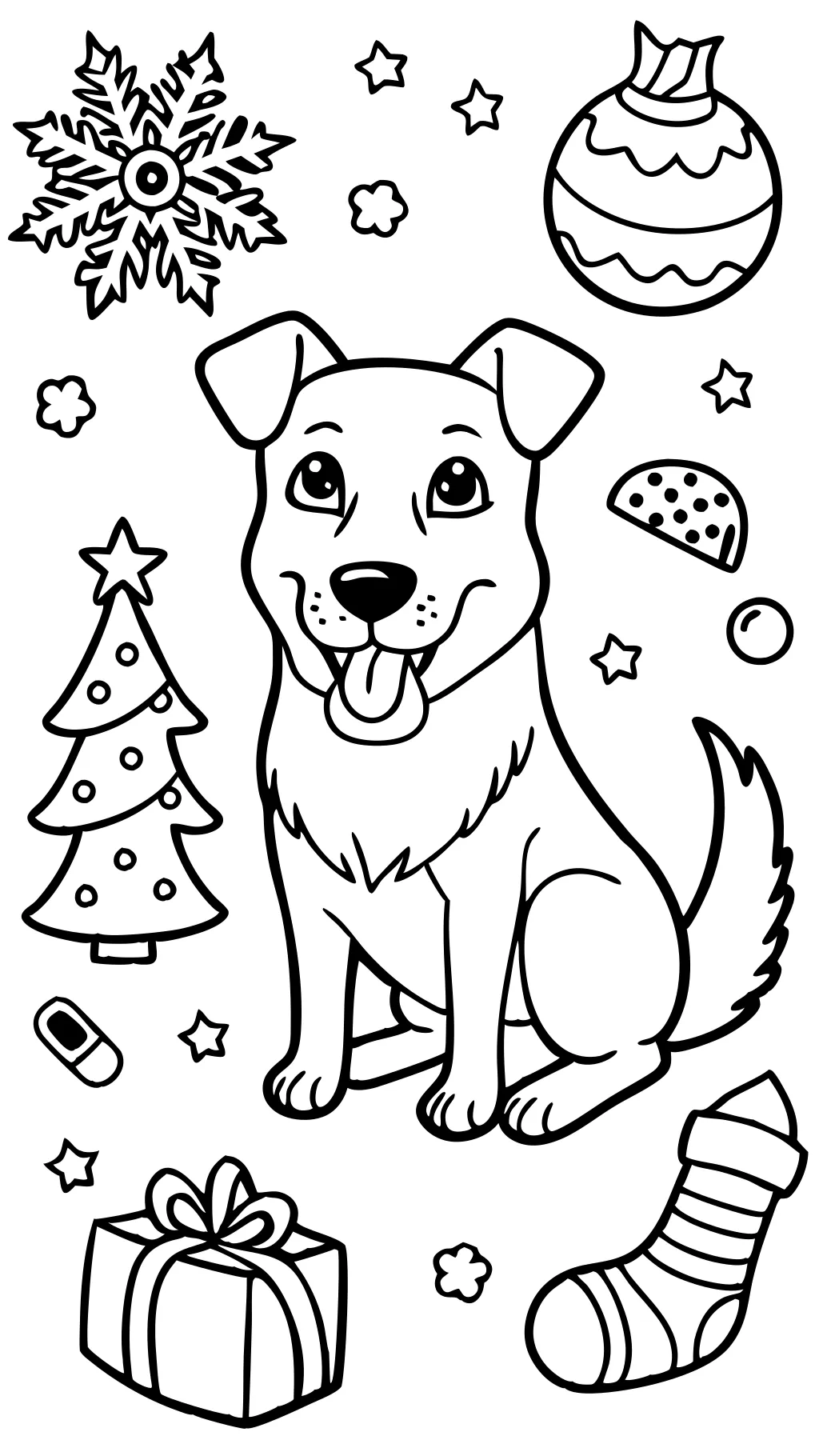 pages à colorier de chien de Noël